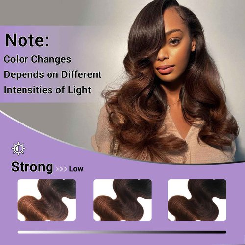 DSEKCAIN 2x6 HD Lace Closure T1B/2/30 Chestnut Brown Ombre Body Wave 2x6 Transparent Lace Closure 3 Tone Ombre Medium Auburn Colored 100% Virgin Human Hair 150% Density 14 Inch
