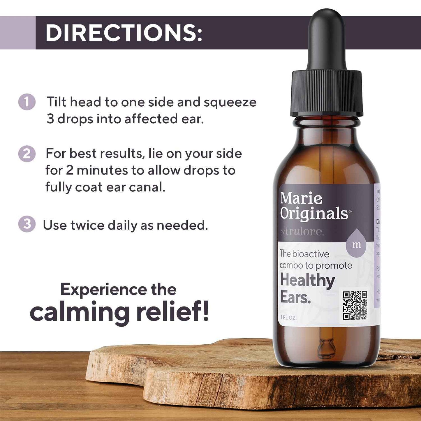 Marie Originals Natural Ear Oil Drops | Mullein Garlic Oil Ear Drops for Infections Prevention, Herbal Ear Ache Drops for Adults, Kids & Pets, Soothes Ear Pain & Wax Removal, Earache Remedies (2 Pack)