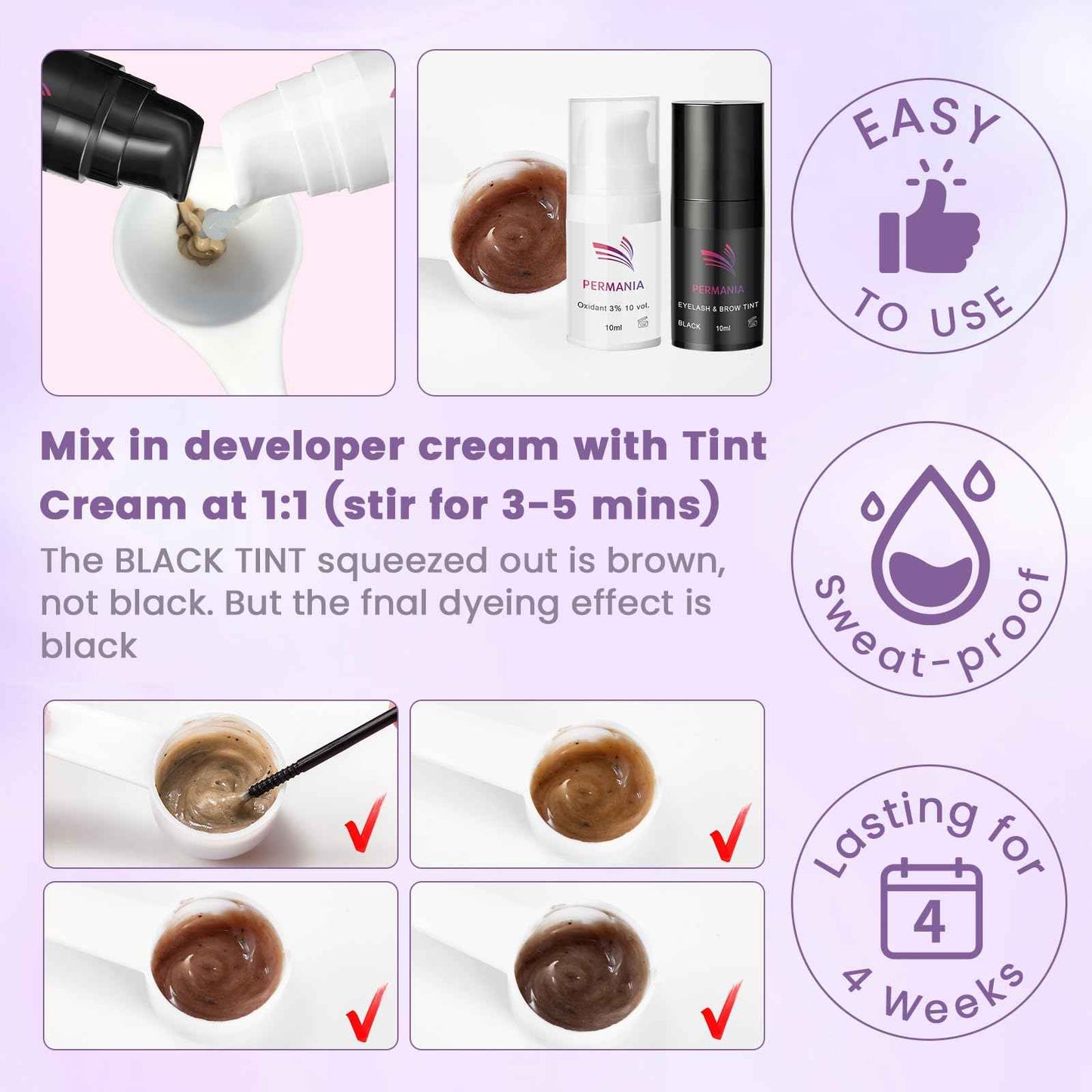 PERMANIA Lash Lift and Tint Kit, Salon Grade Supplies for Eyelash Perm and Brow Lamination Black Dye with Lash Lift Balm Curling & Coloring Natural Result