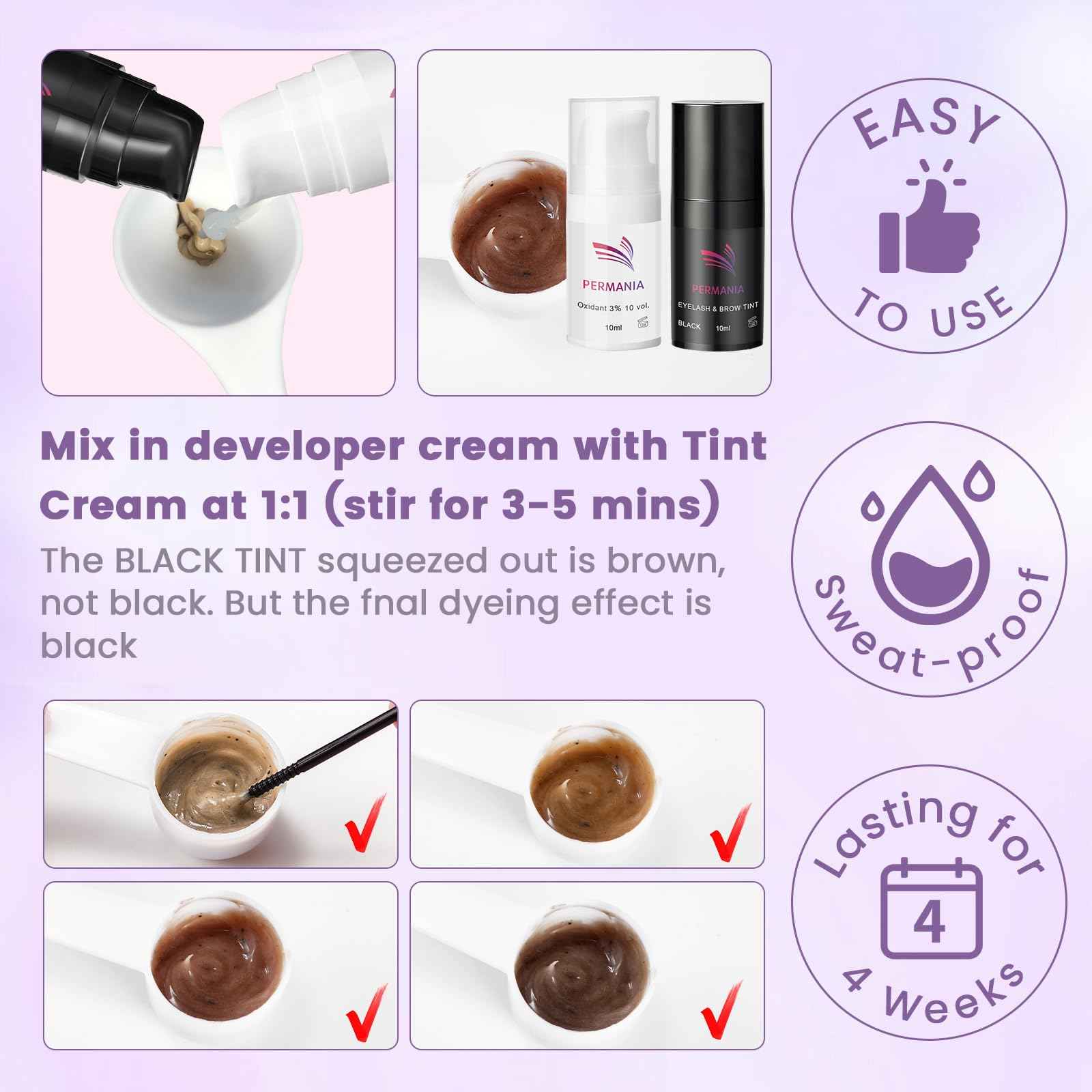 PERMANIA Lash Lift and Tint Kit, Salon Grade Supplies for Eyelash Perm and Brow Lamination Black Dye with Lash Lift Balm Curling & Coloring Natural Result