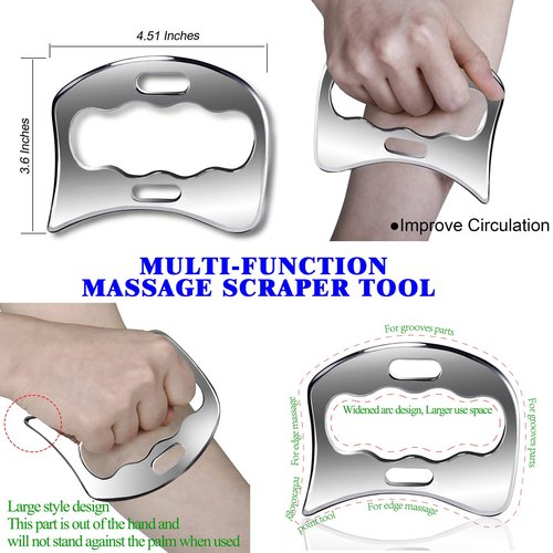 BYYDDIY 3 in 1 Stainless Steel Muscle Scraper Tools Set,Scraping Massage Tools for Physical Therapy,Derma Edge Massage Tool & GuaSha Massage Scraper Tool