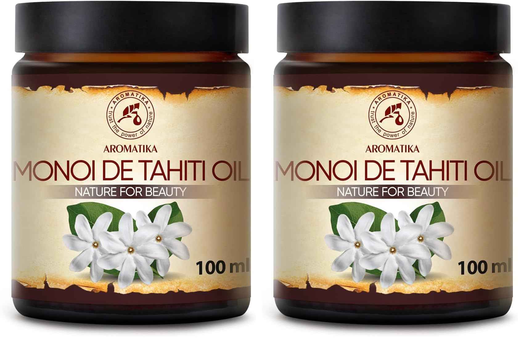 Monoi de Tahiti Carrier Oil 3.4 Fl Oz - Pure Cold Pressed Monoi Base Oil - Cocos Nucifera - Gardenia Tahitensis - Unrefined Carrier Oil for Essential Oils - Face & Body Care - Massage (Pack of 2)