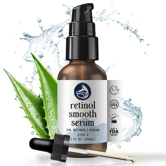 Retinol Face Serum - 3% Retinol - Anti Aging Night Serum - with Gotu Kola, Hyaluronic Acid, Horsetail Extract & Organic Jojoba Oil - 1oz by Foxbrim Naturals