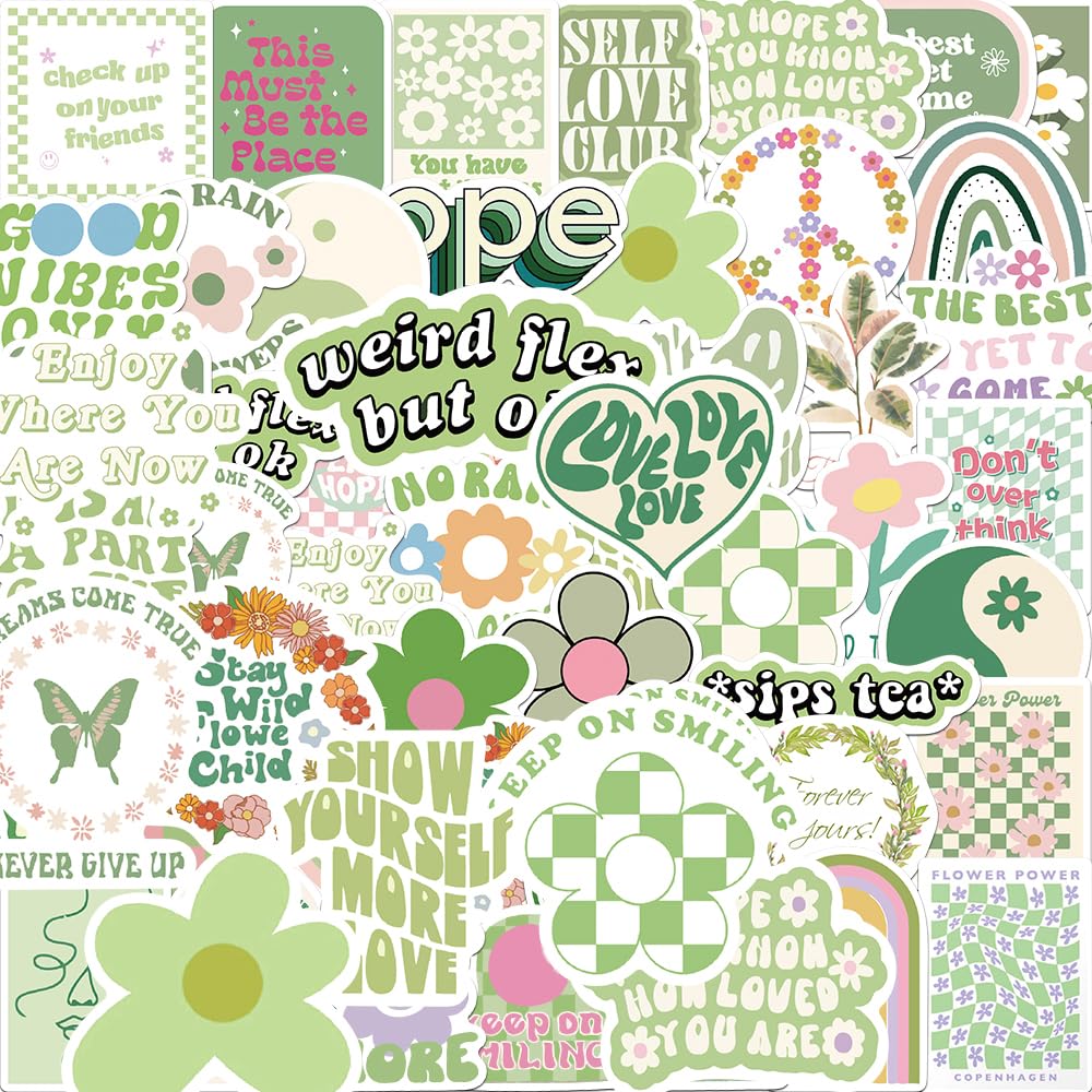 Danish Pastel Stickers,Pastel Green Stickers,Aesthetic Vinyl Laptop Computer Phone Water Bottle Stickers