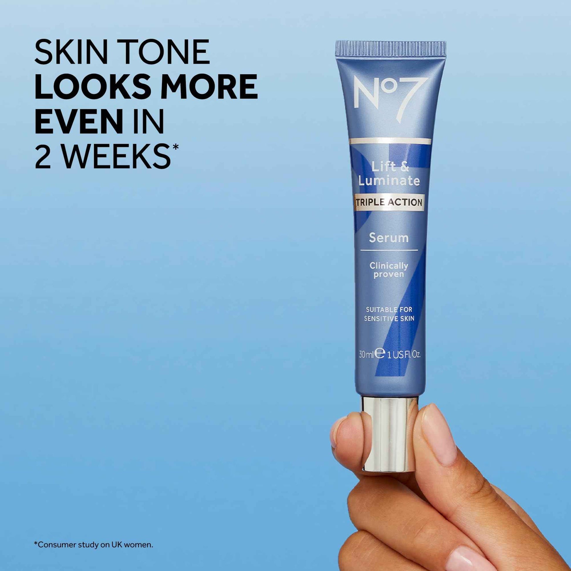 No7 Lift & Luminate Triple Action Face Serum - Collagen Peptide Anti-Wrinkle + Brightening Emblica & Vitamin C Serum + Pro Retinol Skin Firming Hyaluronic Acid & Hibiscus (50ml)