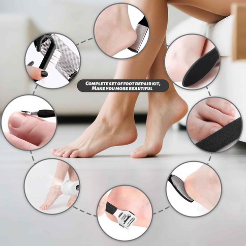 Doeean Electric Feet Foot Callus Remover Equipped with A Vacuum System Foot Scrubber 17 in 1 Professional Foot Care Tool Ipx6 Waterproof Rating for Removing Hard Cracks Dryness and Dead Skin (Black)