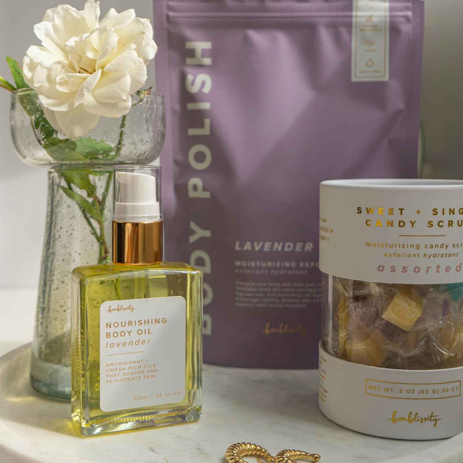 Bonblissity Nourishing Body Oils for Women, 2oz Travel Size - Lavender Scented Body Oil, Non-Greasy Non-Comedogenic, Vitamin E Hydrating Moisturizer for Men and Women with Dry or Sensitive Skin