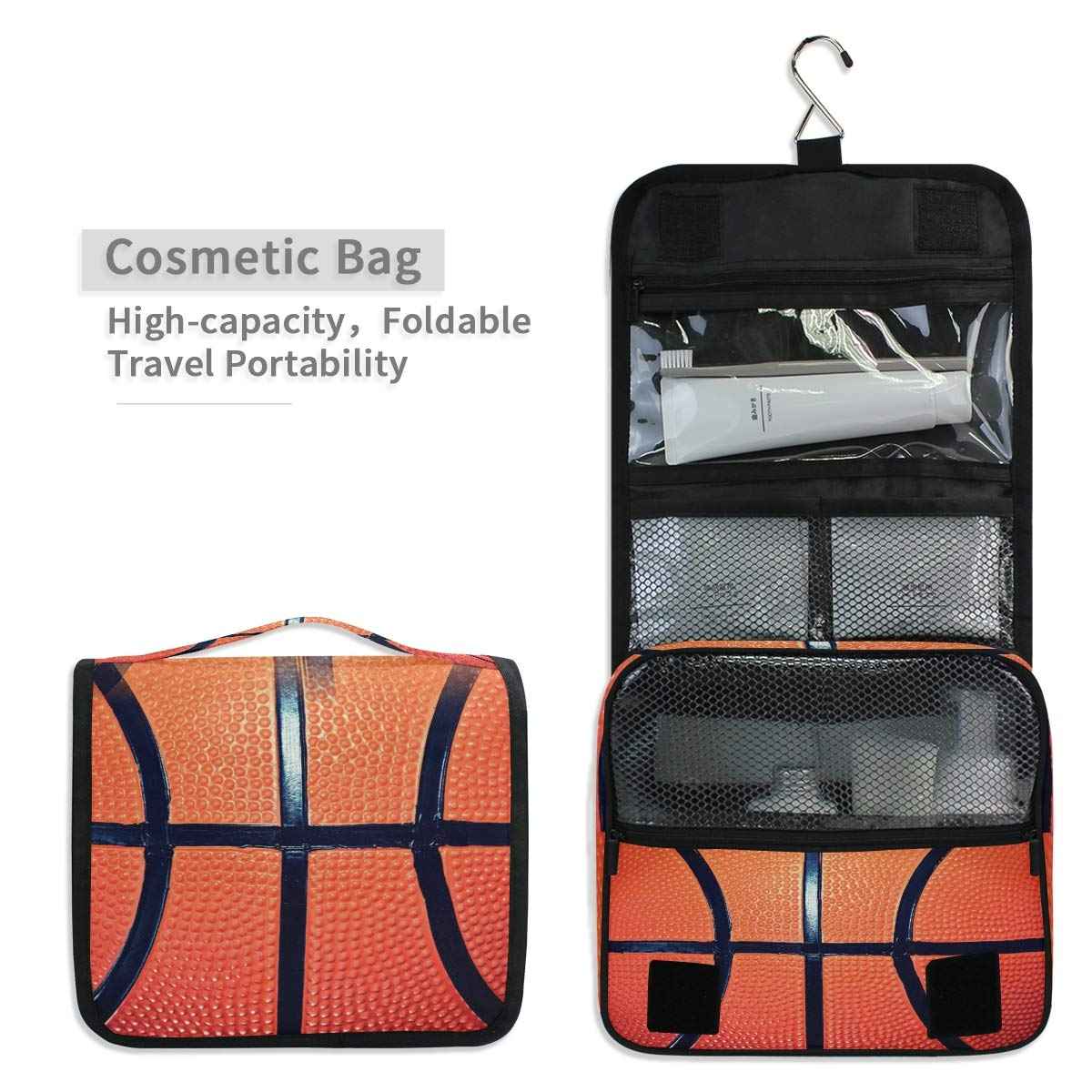 Hanging Toiletry Bag Sport Ball Basketball Portable Travel Cosmetic Makeup Bag Bathroom Shower Shaving Kit Organizer Bag for Men Women