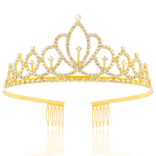 Vovii Tiara Crown for Women, Gold Princess Crowns Tiaras for Women Girls, Elegant Crystal Crown with Combs for Birthday Party Quinceanera Prom Pageant Cosplay