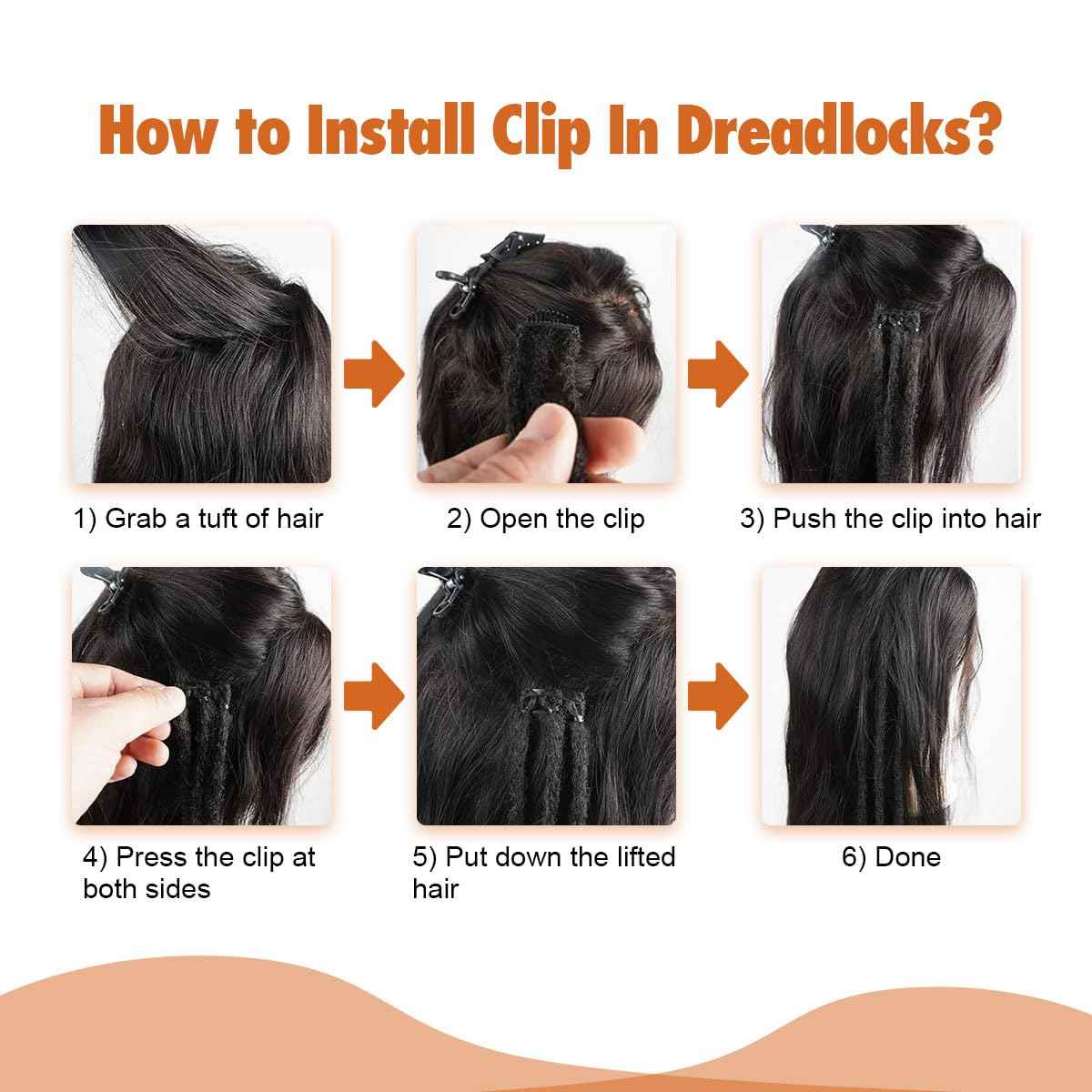 Sangtok 10 PCS Mixed Clip in Dreadlock Extensions, 24 inch Synthetic Dreads Extensions, Thin Straight Dreadlock for Women, 1b-purple