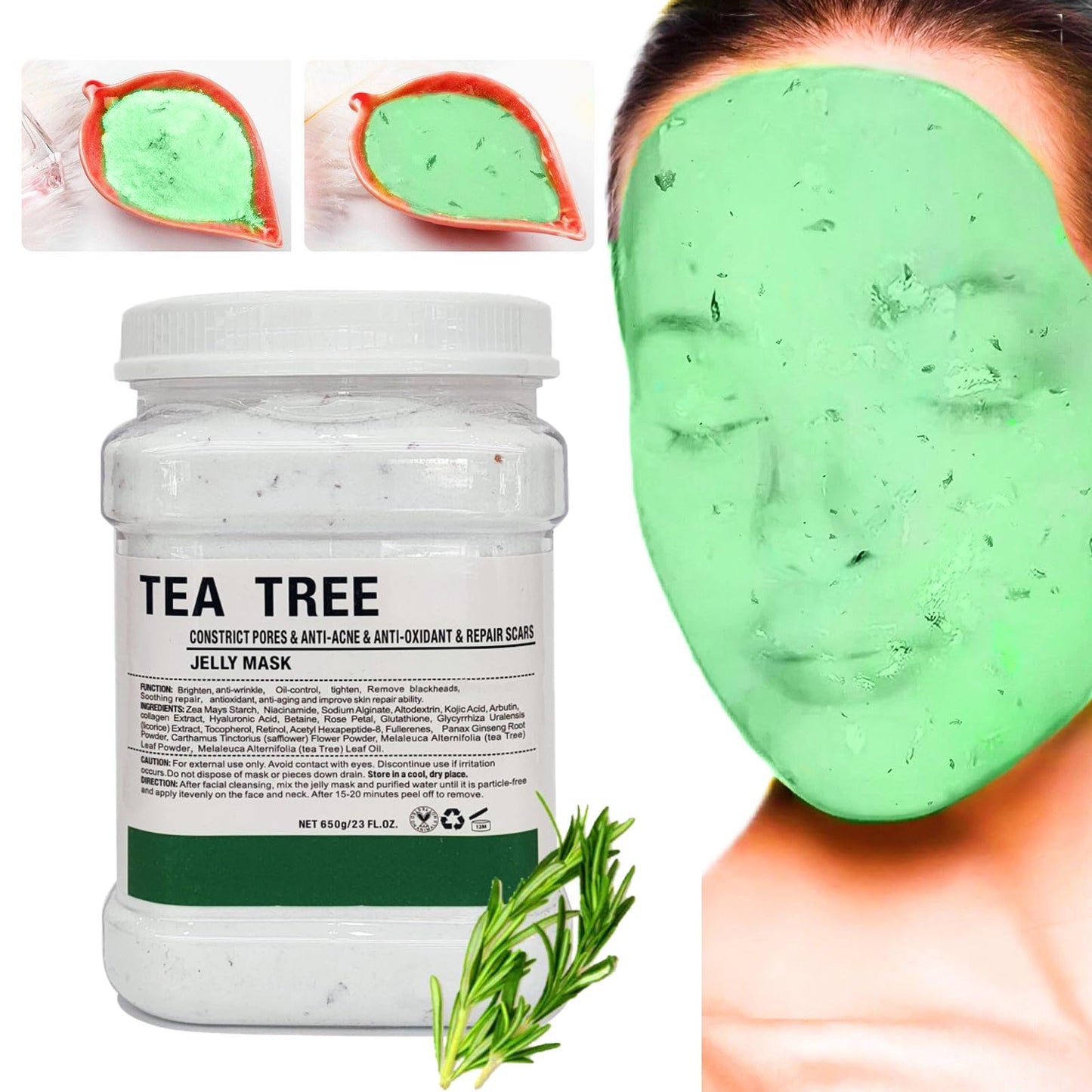 DR MEINAIER Vajacial Hydro Jelly Mask Powder for Face, Jelly Mask for Facials Professional, Jelly Facial Mask for Teens and Women. Jelly face mask. (Tea Tree)