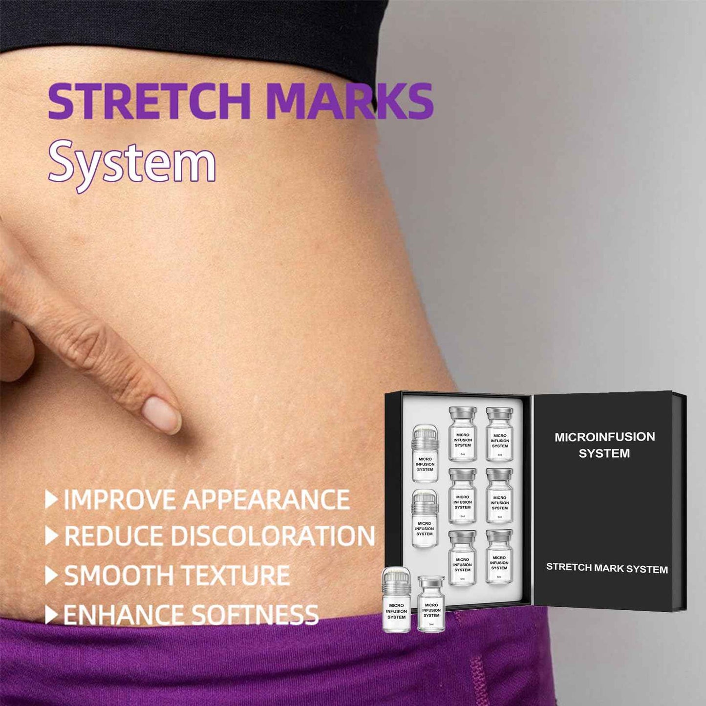 Stretch Mark System, Infused with Collagen and Elastin Support – Hydrating & Nourishing Formula for Smoother Looking Skin (1)