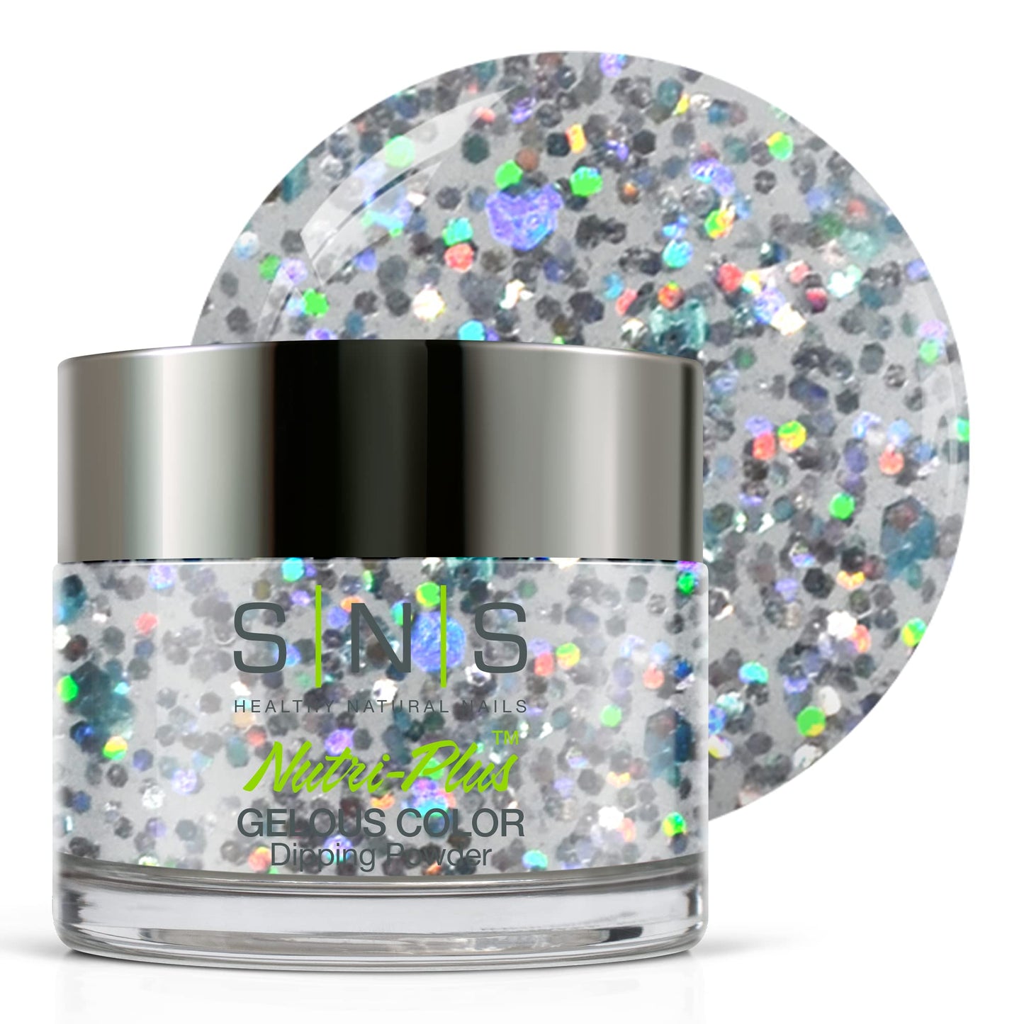 SNS Nail Dip Powder, Gelous Color Dipping Powder - Bali Infinity Pool (Metallics/Silver, Glitter) - Long-Lasting Dip Nail Color Dip Nail Color Lasts 14 Days - Low Odor & No UV Lamp Needed - 1 Oz