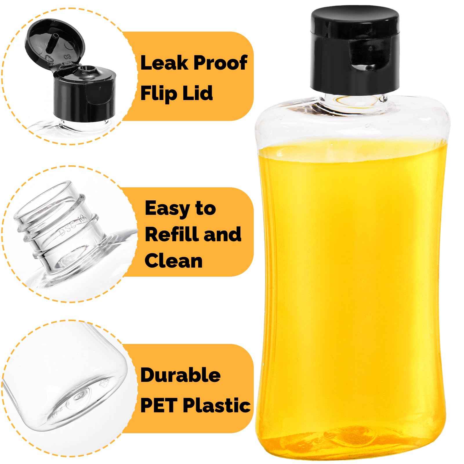 ELFULLY 40 Pack Travel Bottles with Flip Cap, 3.4 oz Empty Plastic Travel Size Containers, Leak Proof Squeeze Bottles, Clear Refillable Cosmetic Containers for Toiletries Lotion Shampoo Essential Oil