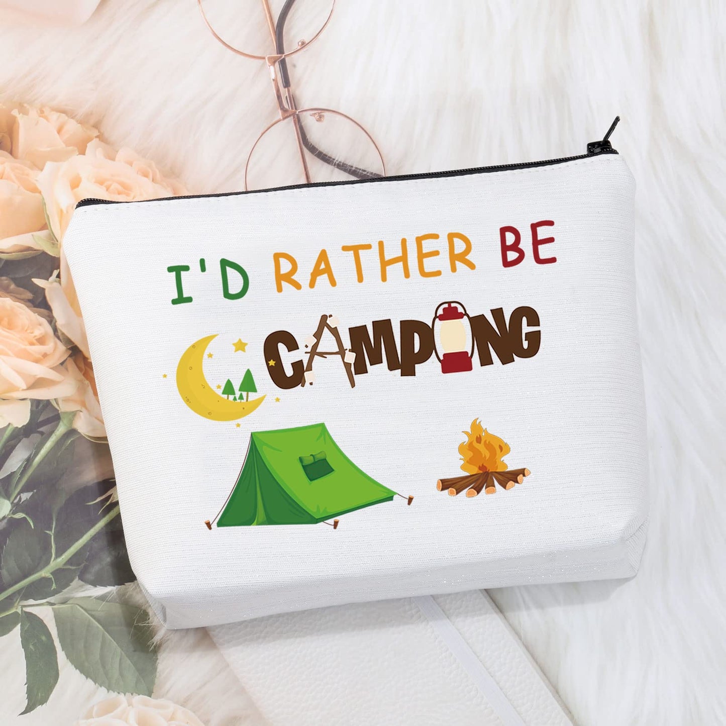 CMNIM Camping Makeup Bag Camper Gifts Camping Travel Trailers Gifts for Women Camper Cosmetic Bag Zipper Pouch Travel Bag (Camping Makeup Bag)