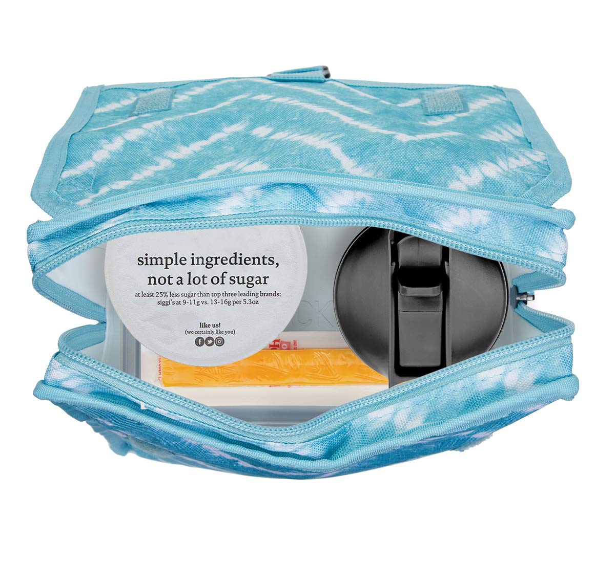 PackIt Freezable Lunch Bag, Aqua Tie Dye, Built with EcoFreeze Technology, Foldable, Reusable, Zip and Velcro Closure with Buckle Handle, Perfect for Lunches