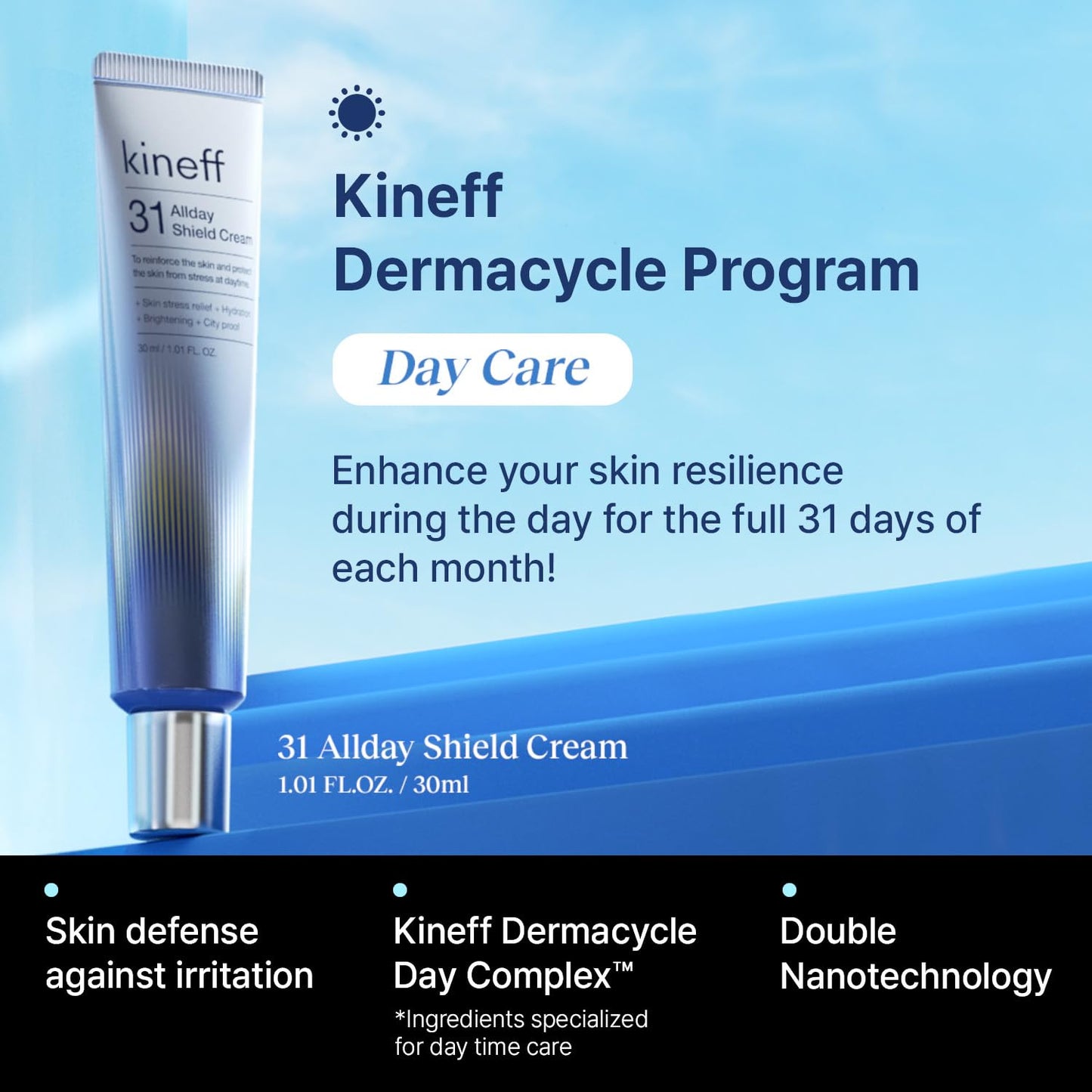 Kineff Dermacycle Program All-day & Night 2-Pack Cream for Face, 31 All-Day Shield Cream & 102 Night Renewal Cream, Centella Asiatica and Niacinamide, Korean Skincare