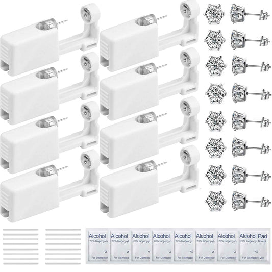 Orglace 38 Pcs Ear Piercing Kit, Disposable Ear Piercing Gun with Cubic Zirconia Stud,Self Ear Piercer Kit Tool at Home (253# White)