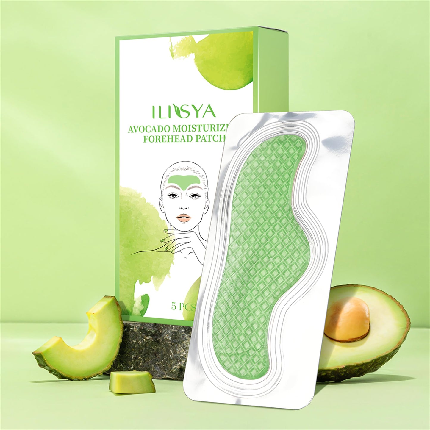 ROUSE Shea Butter Forehead Patches Smooth Forehead Collagen Mask Moisturizing Avocado Forehead Stickers