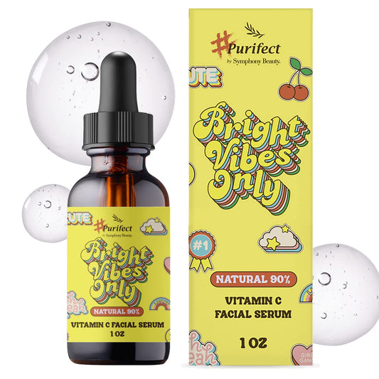 Purifect Bright Vibes Only Vitamin C Facial Serum with Vitamin E Oil, Vitamin C Serum Brightens Young Skin, Prevents Sun Damage, Skin Brightening Serum for Youthful Complexion 30ml