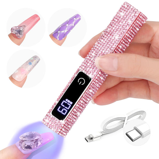 SAVILAND Glitter U V Light for Gel Nails: 2024 12W LCD Screen Handheld U V Nail Lamp 8X-Faster Cure LED Lamp Visible Timer Touch Screen Gel Nails Lamp Cordless Nail Dryer for Home Salon Use