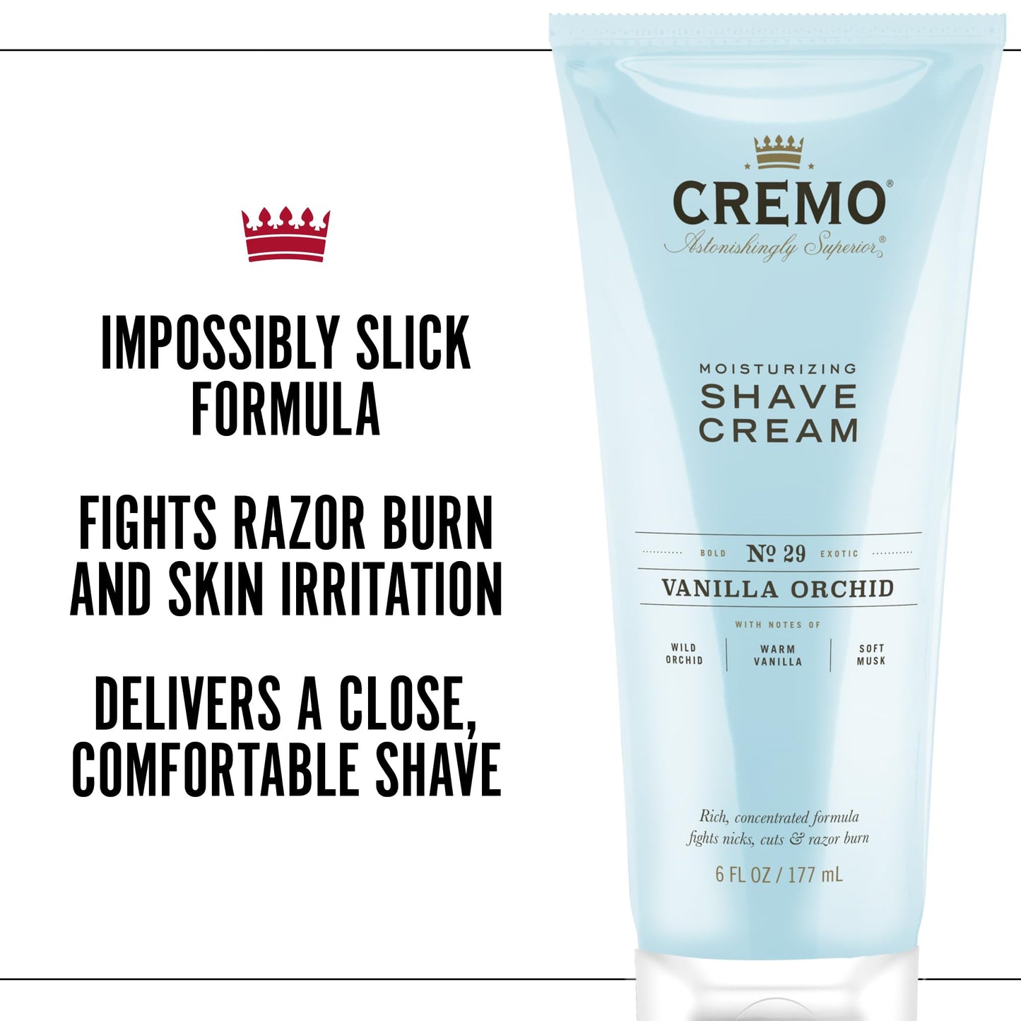 Cremo Vanilla and Orchid Moisturizing Shave Cream, Astonishingly Superior Ultra-Slick Shaving Cream for Women Fights Nicks, Cuts and Razor Burn, 6 Fl Oz (2 Pack)