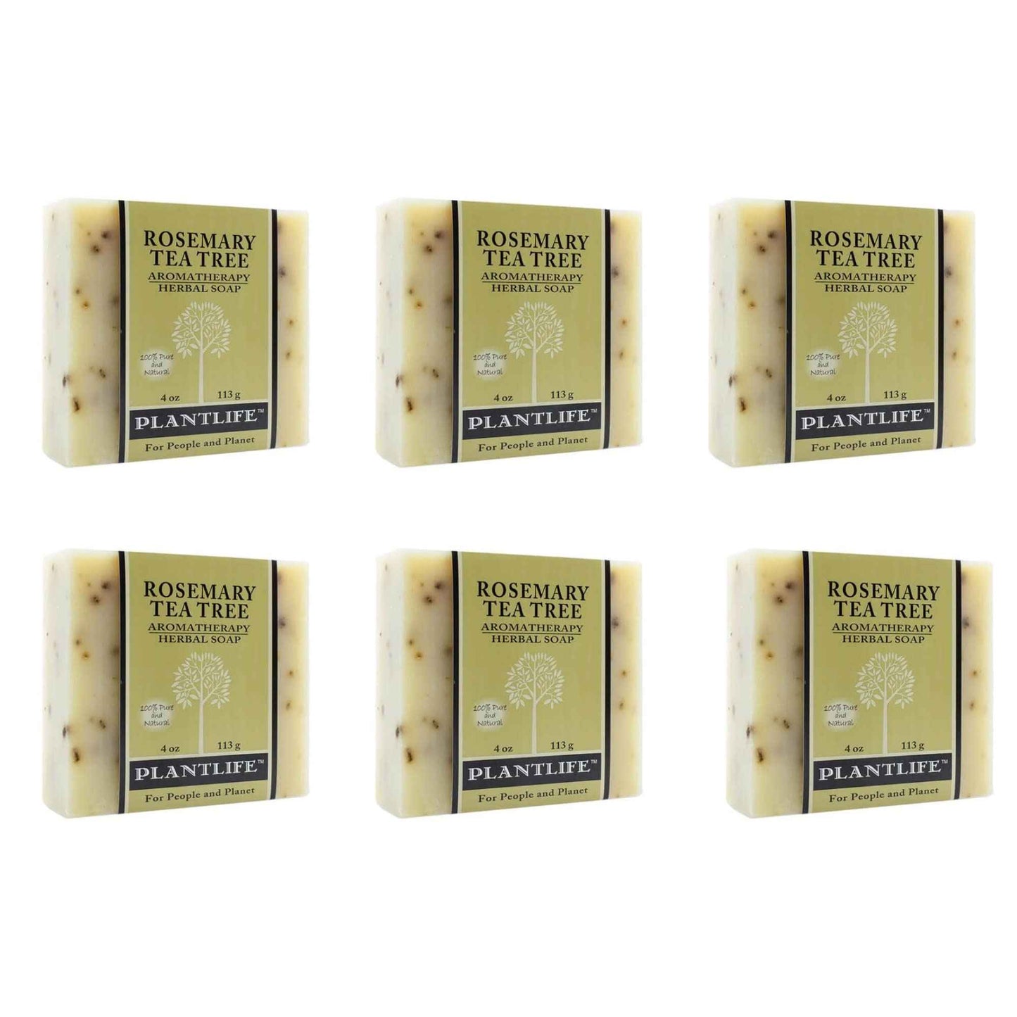 Plantlife Rosemary Tea Tree 6-Pack Bar Soap - Moisturizing and Soothing Soap for Your Skin - Hand Crafted Using Plant-Based Ingredients - Made in California 4oz Bar