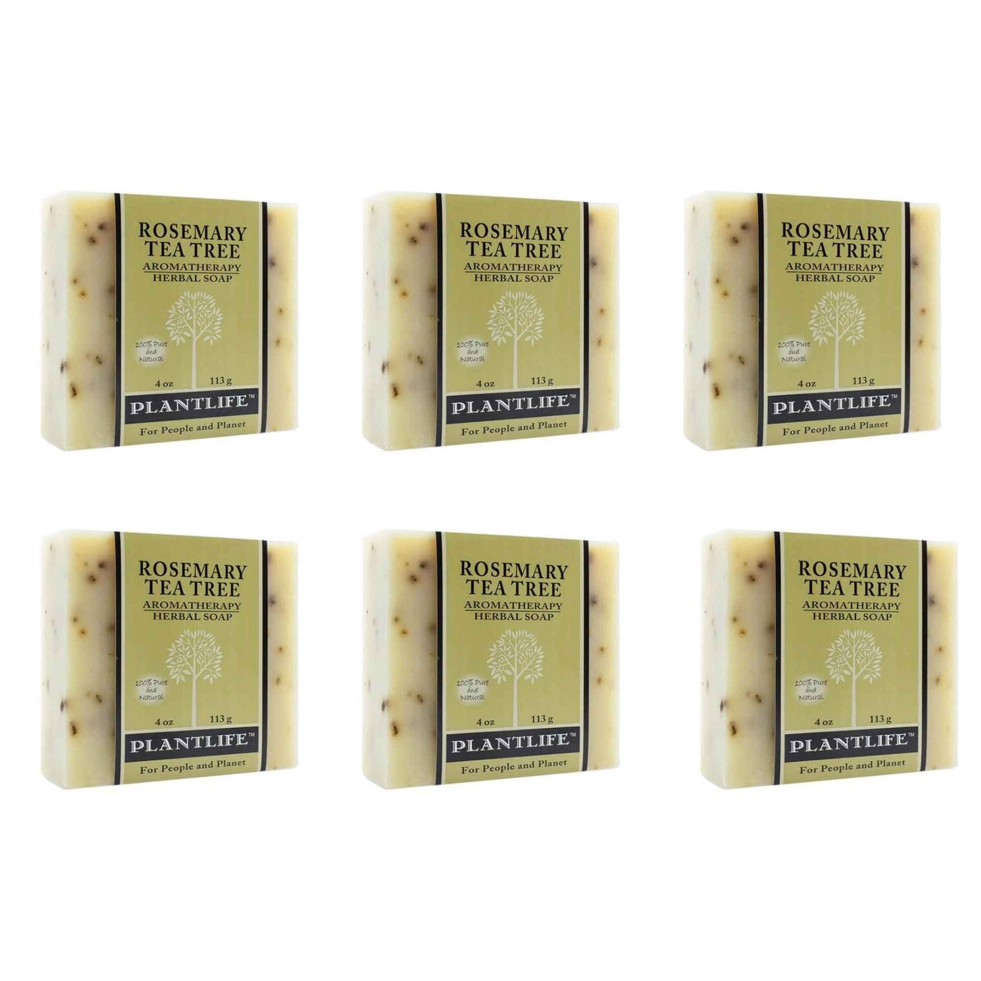 Plantlife Rosemary Tea Tree 6-Pack Bar Soap - Moisturizing and Soothing Soap for Your Skin - Hand Crafted Using Plant-Based Ingredients - Made in California 4oz Bar