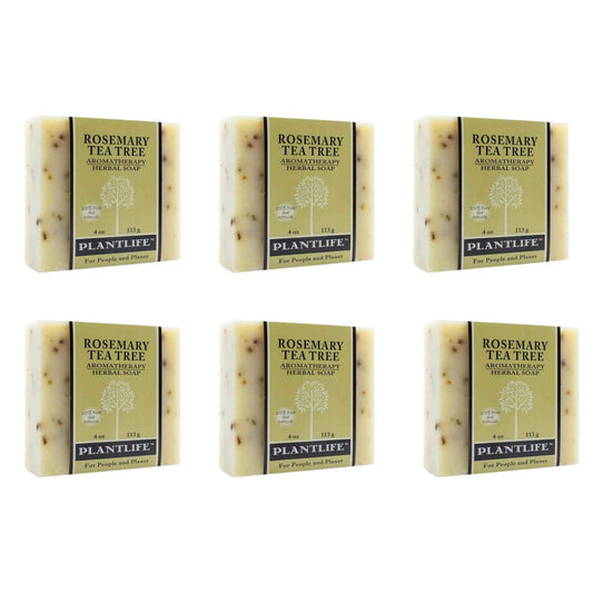 Plantlife Rosemary Tea Tree 6-Pack Bar Soap - Moisturizing and Soothing Soap for Your Skin - Hand Crafted Using Plant-Based Ingredients - Made in California 4oz Bar
