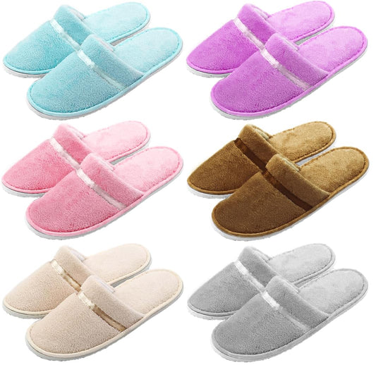 Maeline Bulk 36 Pair Disposable Home Slippers for Family Spa Guests Hotels Office - Velvet Lined Slippers Home Party, Housewarming, Linen, Closed Toe