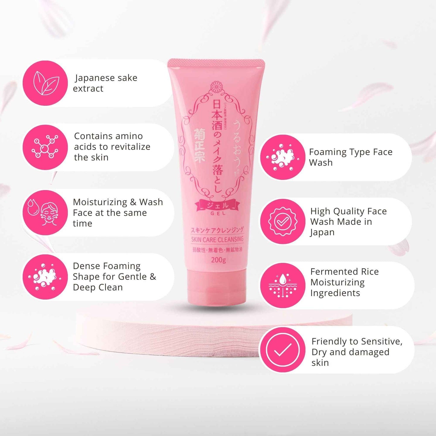 Kikumasamune Natural Face Wash Cleanser & Hydrating Moisturizer Serum, Moisturizing Gentle Facial Wash with Sake Extract + Organic Essence with Vitamin C & Ceramide for Daily Skincare