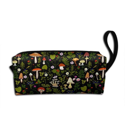 Mushrooms Nature Makeup Bag For Women, Portable Cosmetic Bag Zipper Pouch Travel Toiletry Organizer Bag