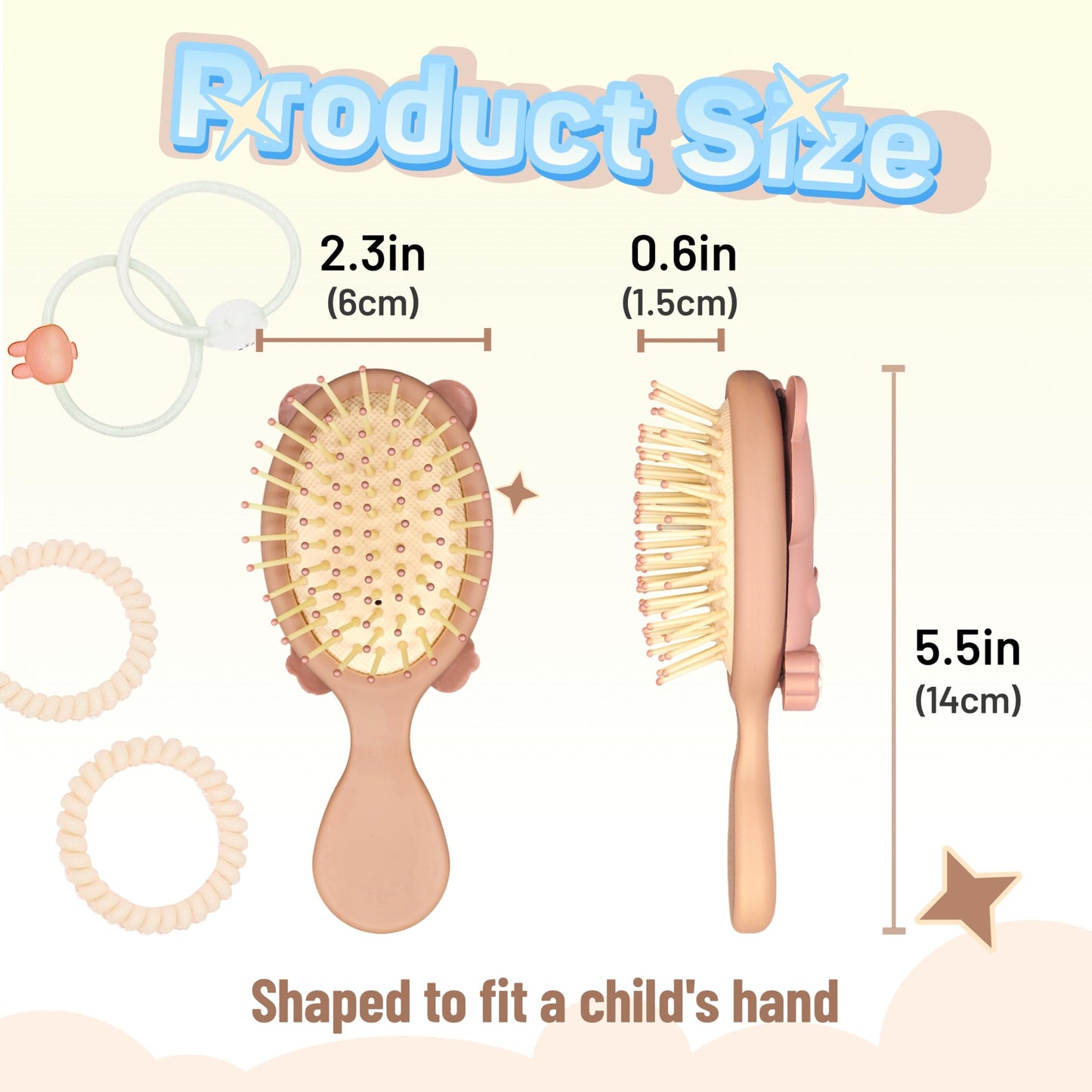 Stanoha Hair Brush Detangler Wet Hairbrush Detangling Women Mini Travel Small Toddler Kids Little Girls Cute Kawaii Brown Curly Straight Thick Thin Hair Untangle Portable Purse Pocket Paddle Brushes