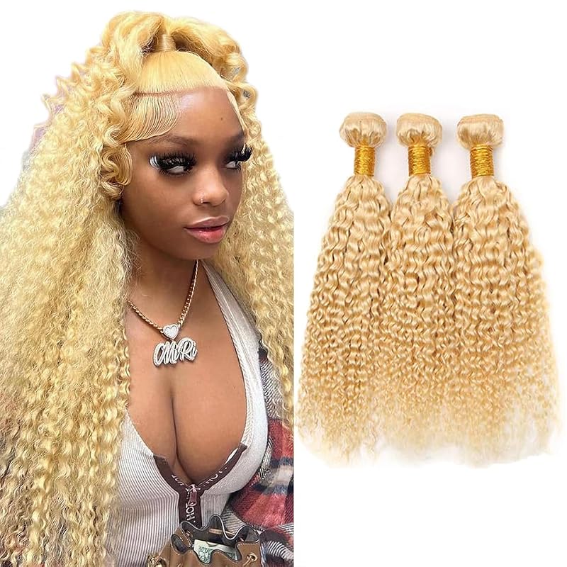 613 Blonde Water Wave Human Hair Bundles 3 Pack
