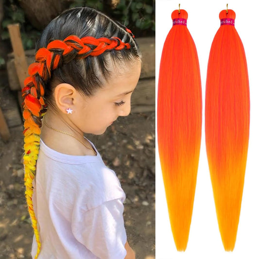 Orange Braiding Hair Long Braid 30 Inch 2 Packs Braiding Hair Extensions Professional Synthetic Fiber Crochet Twist Braids