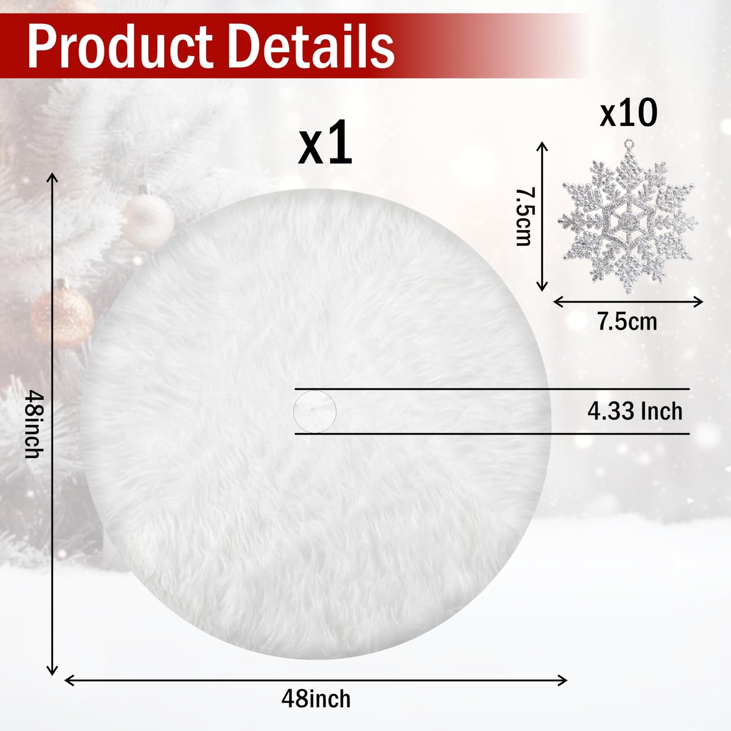 White Christmas Tree Skirts for Christmas Decorations 48 Inches. The Bare Base of Xmas Tree for Christmas Parties and Holidays - White Faux Fur Tree Skirt for a Chic Christmas Look in Christmas Party.