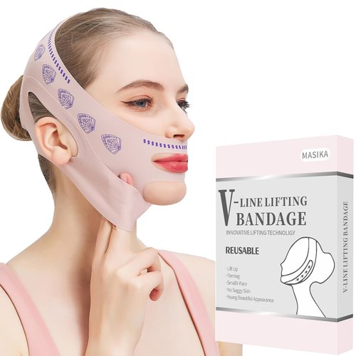 MASIKA Chin Strap for Sleeping,Adjustable Chin Strap,Jaw Strap,Jawline Shaper,V-Line Mask Chin Up Mask V Shaped Face Mask, Jaw Exerciser,Reusable chin strap,Leaf pattern。