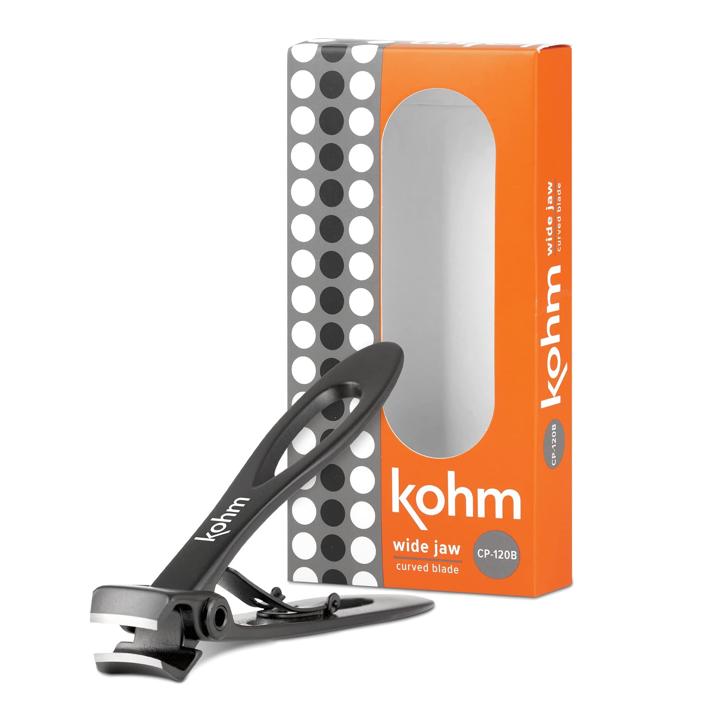 KOHM Nail Clippers for Thick Nails - Heavy Duty, Sharp Wide Mouth Professional Fingernail and Toenail Clippers for Men, Women & Seniors, Black