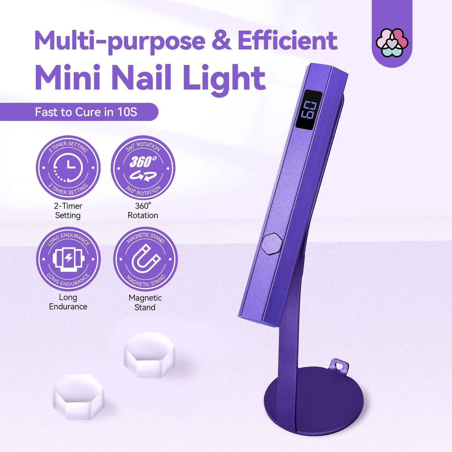 SAVILAND Handheld Magnetic U V Light for Nails: 2-in-1 Fast Curing U V Nail Dryer Nail Stamper Magnetic Stand Wireless LED Nail Light for Gel Nails: 2-in-1 Handheld LCD Display Screen