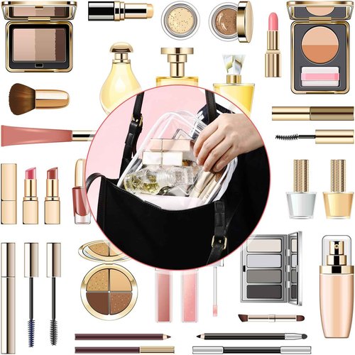 Cosblank 24 Pcs Clear Toiletry Bags Large PVC Travel Clear Makeup Bag Trip Home Storage Bag Waterproof Cosmetic Bag with Zipper for Women and Men, 3 Different Size