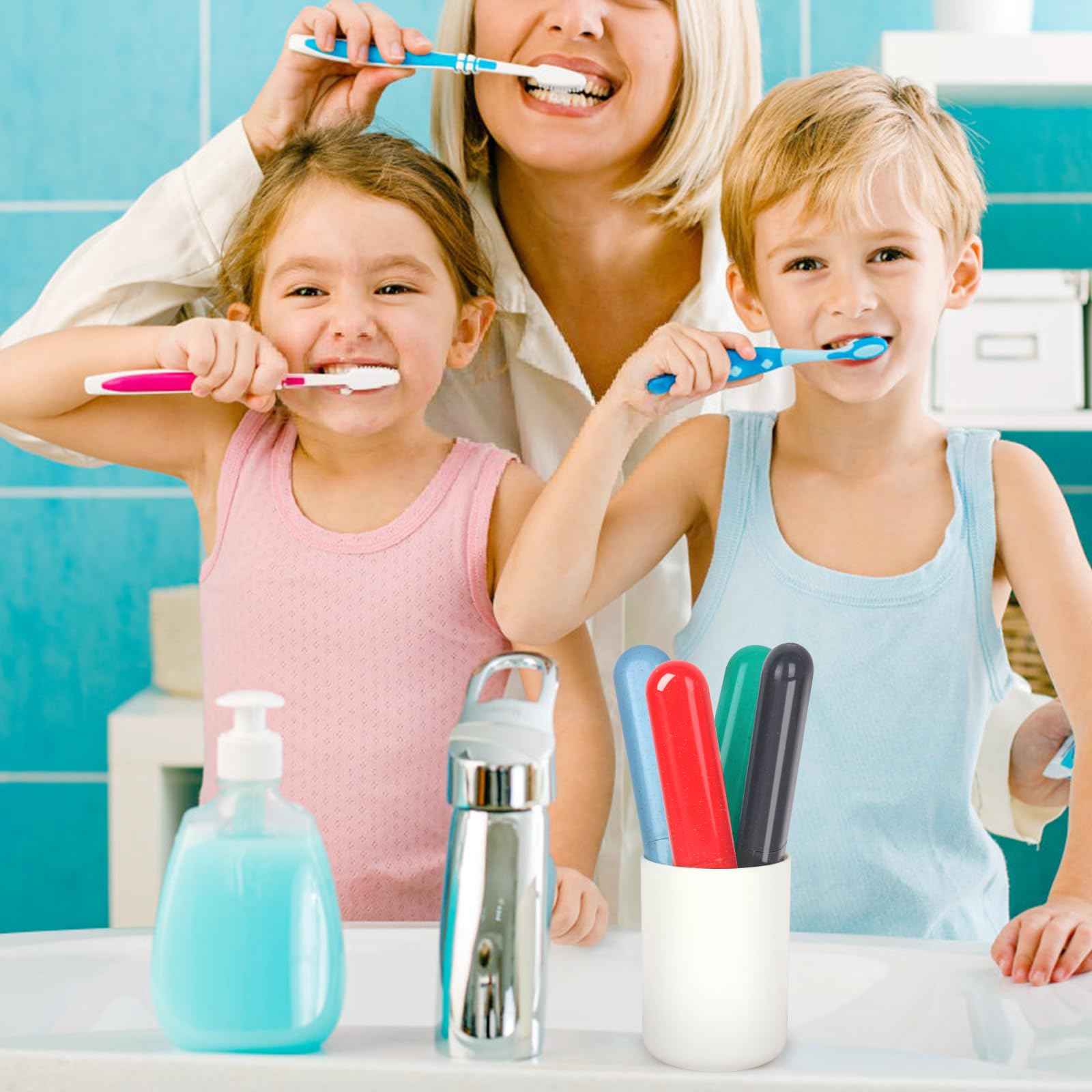 Hooqict 4 Pack Travel Toothbrush Case Portable Travel Toothbrush Holder Plastic Toothbrush Container Protector Cover for Traveling, Camping, Home, School, Business