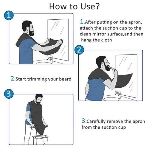 Likeny Beard Bib Beard Apron Gifts for Men Dad Fathers Day Anniversary Valentines Day Stocking Stuffers Christmas Gifts for Him Boyfriend Husband From Daughter Son Beard Trimming Catcher Bib Black