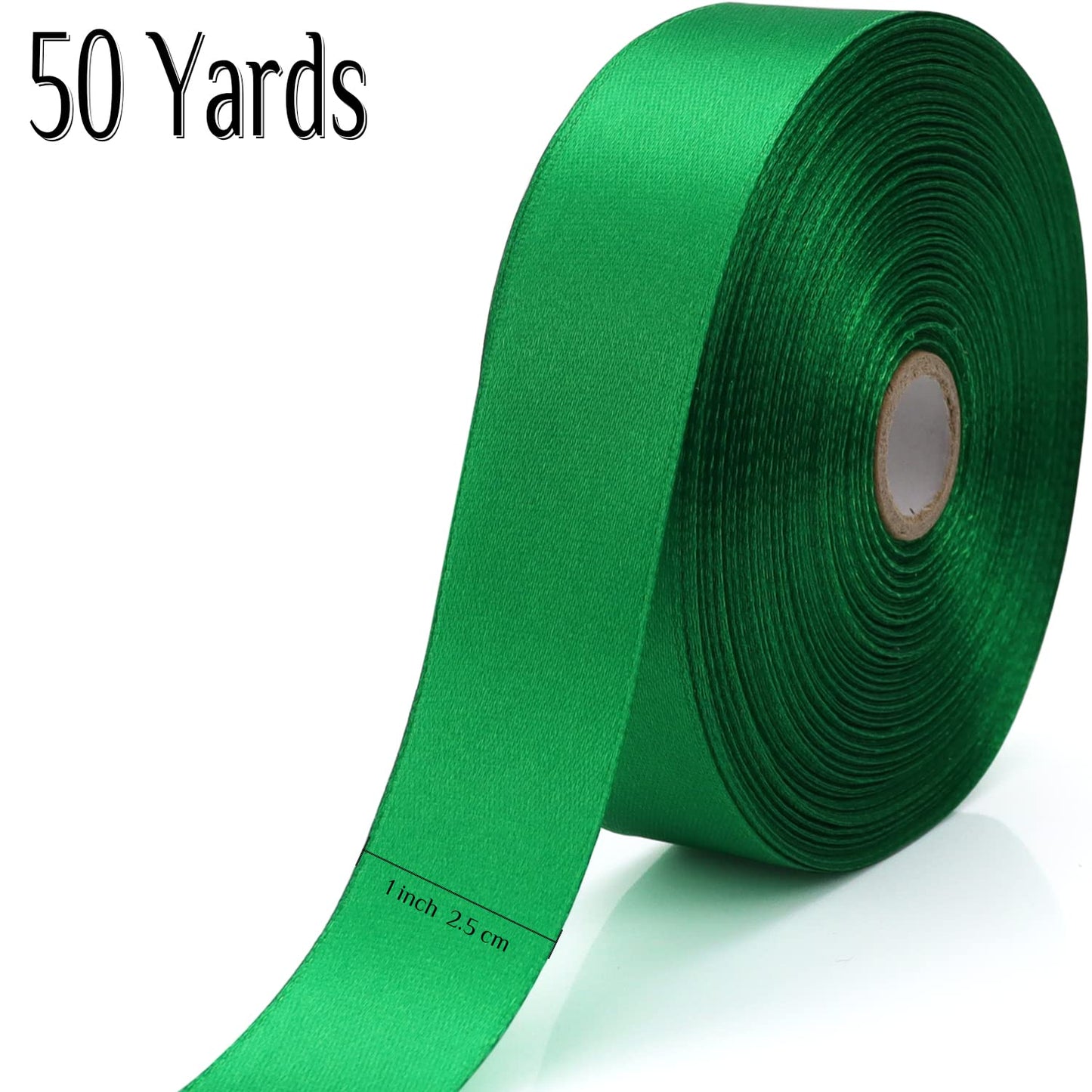 Nsilu 1 inch, Green Ribbon for Gift Wrapping 50 Yards Perfect Wedding Party Wreath Sewing DIY Hair Accessories Decoration Floral Hair Balloons Other Projects