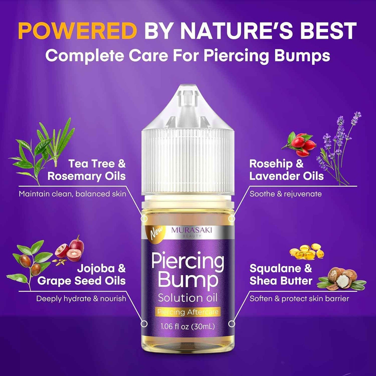 Piercing & Keloid Bump Solution Oil & Gel Kit, Piercing Aftercare Treatment Piercing Bump Solution Aftercare Oil (30 mL) + Keloid Bump Removal Gel (20 g) (0.71 oz (20g))