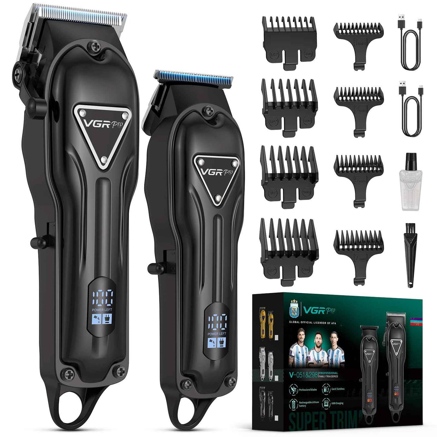 VGRPRO Electric Hair Clippers for Men, Cordless Clipper and Trimmer Set, Clippers for Hair Cutting Kit with Long Battery Life, Hair Grooming Trimmer for Family Kids and Self-Haircut Use