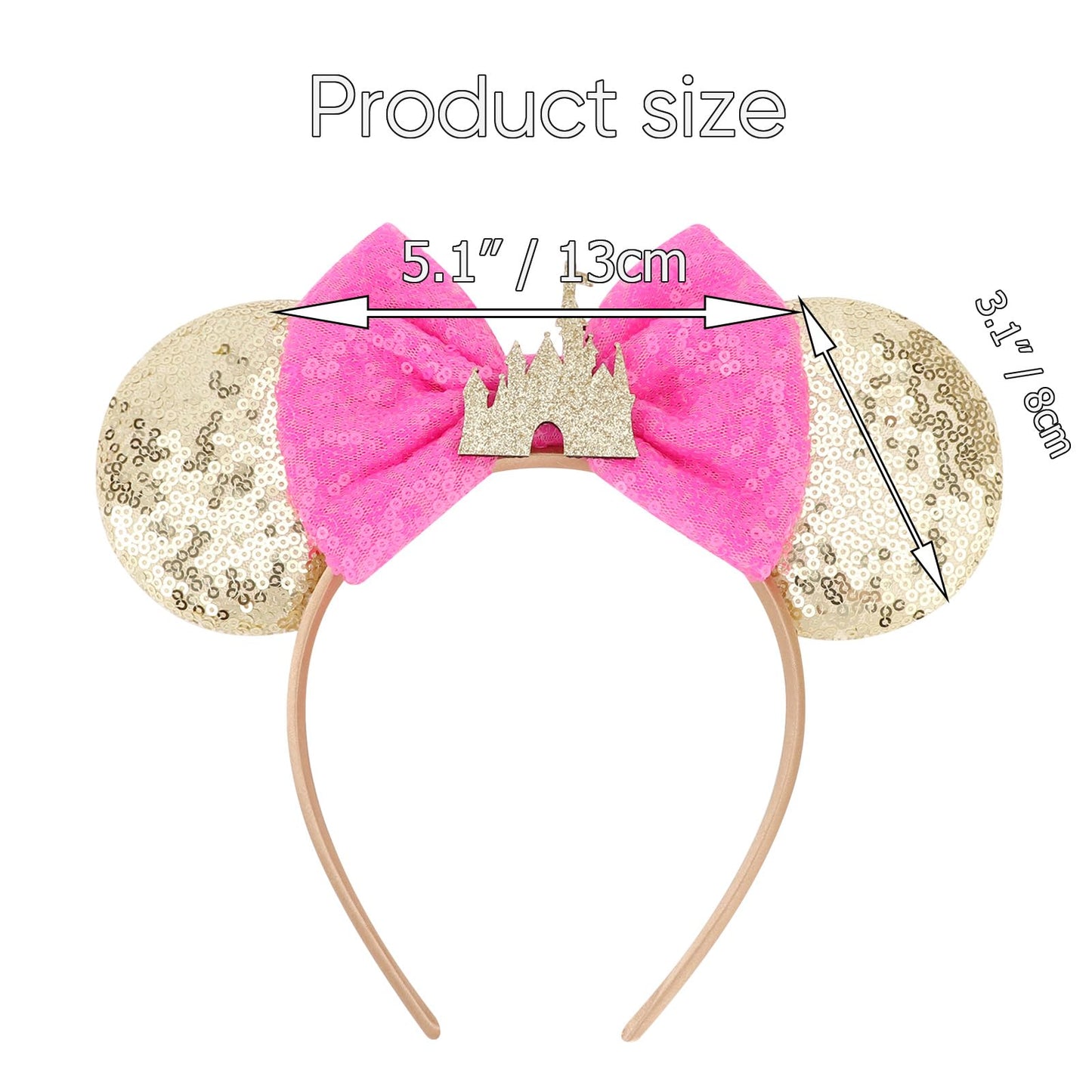 AQOKKA 2 Pcs Mouse Ears Headbands with Bow for Birthday Party, Hair Hoop Party Decoration Cosplay Costume Hair Accessories for Women & Girl