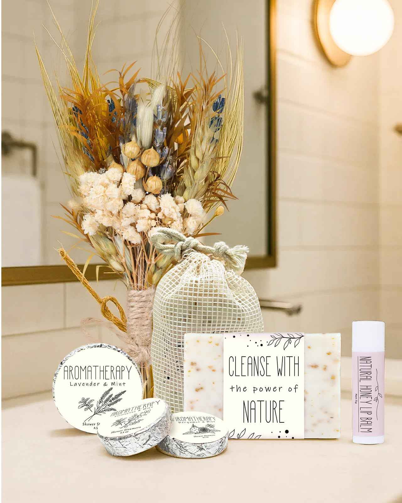 JMHACHY Spa Gifts for Women - Mothers Day Gifts for Mom, Self Care Kit, Birthday Anniversary Care Package Ideas for Wife Girlfriend Her from Daughter Husband Friend, 8PCS Items with Natural Themed