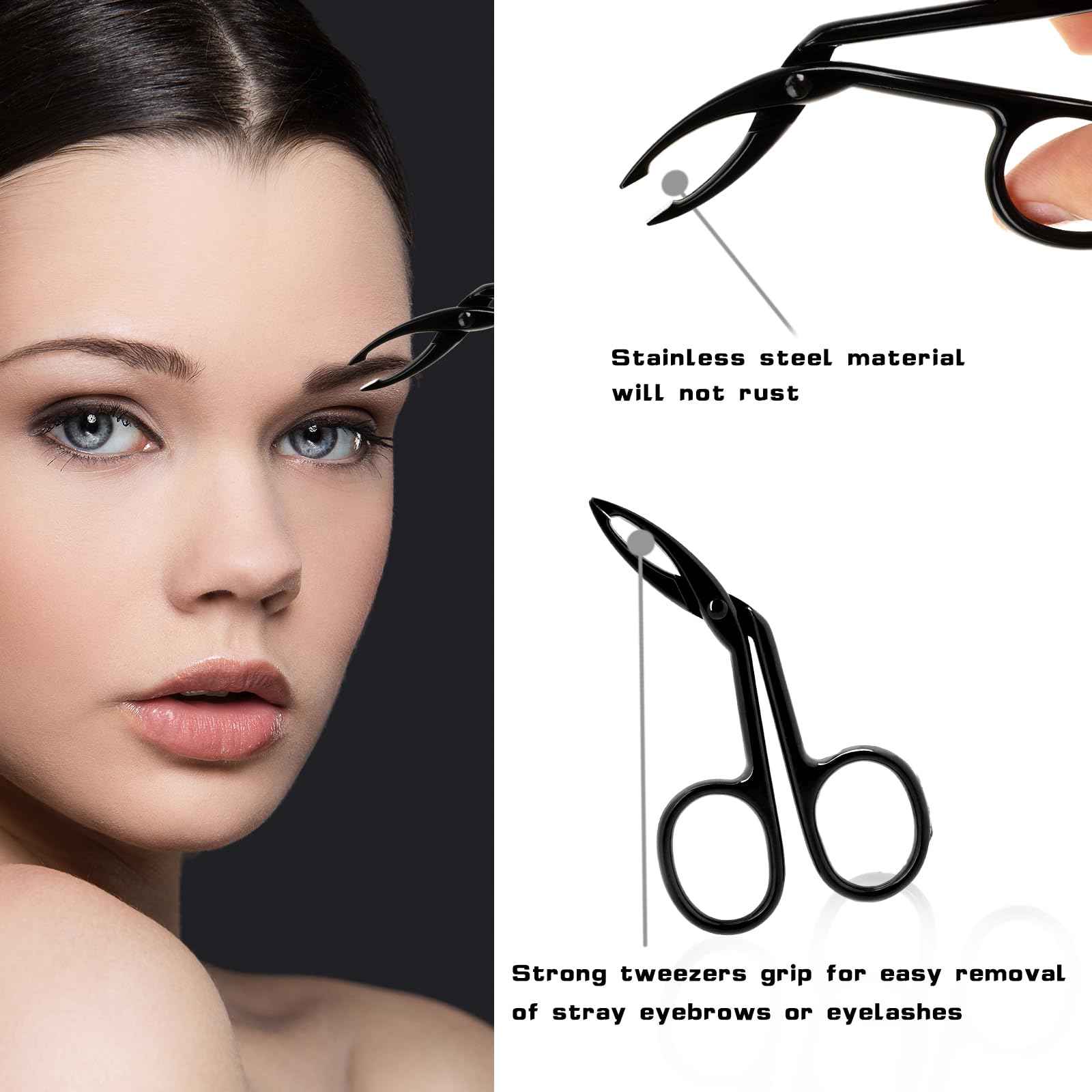 4 Pieces Eyebrow Tweezers Scissor Handle Flat Straight Tip Brow Scissors Remover Slanted Tip Facial Hair Eyebrows Stainless Steel Eyebrow Facial Remover Brow Tweezers for Women Men