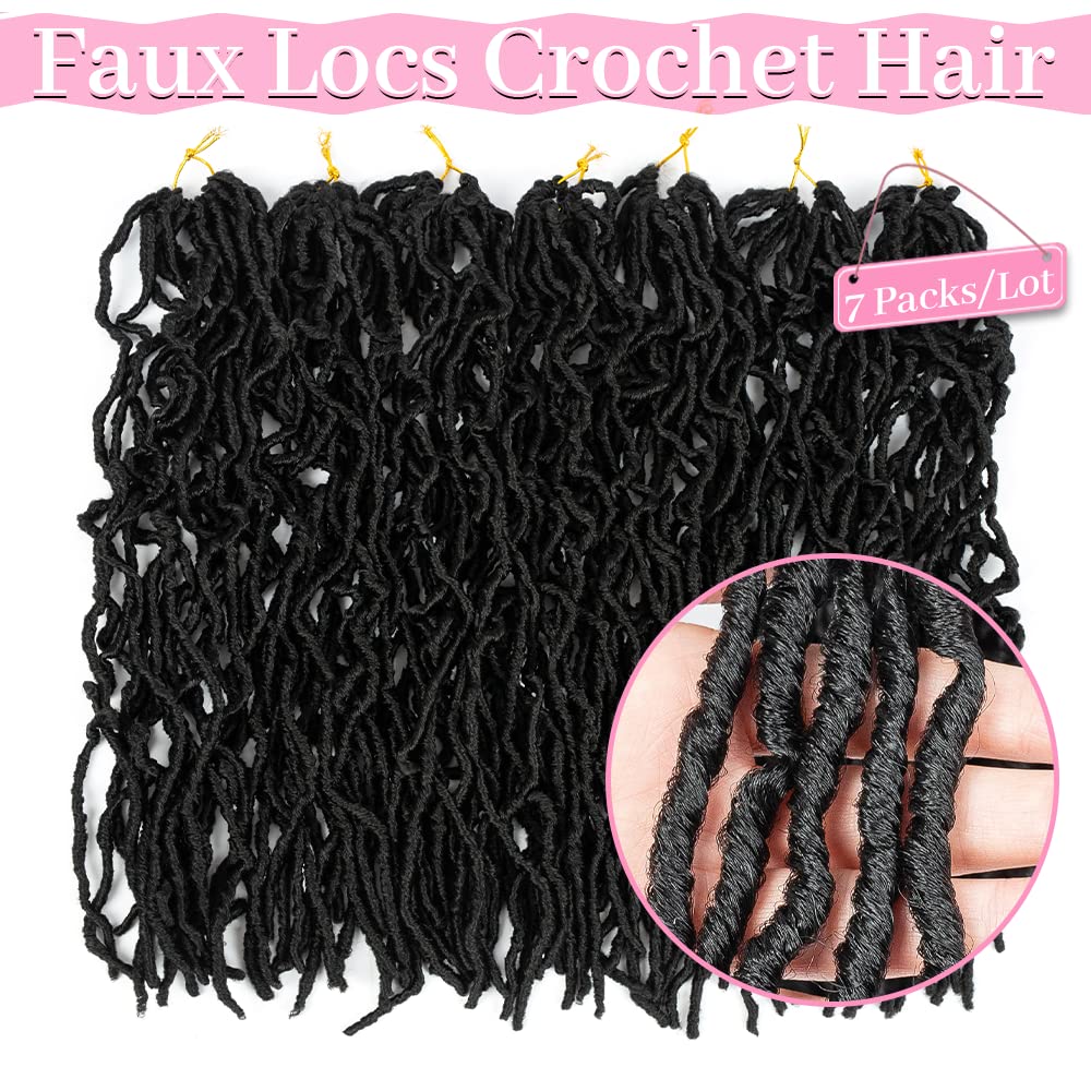 Umylar Faux Locs Crochet Hair 18 Inch Soft Locs Crochet Hair 7 Packs Extensible Pre Looped Faux Locs Crochet Hair For Black Women Synthetic Hair Extension(18 Inch, 1B#)