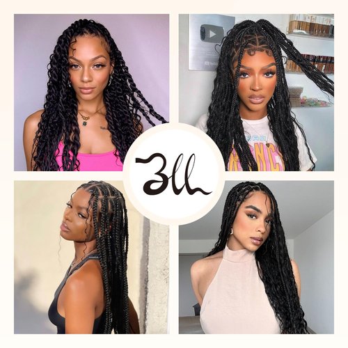 Pre-Divided Deep Wave Human Braiding Hair for Boho Braids Bulk Hair Pre-streached Human Braiding Hair Deep Wave For Black Women (Natural Black, 16 Inch - 160 Roots)